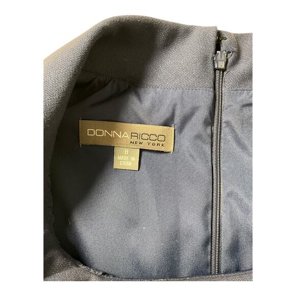 Donna Ricco New York Solid Navy Blue Size 8 Sleeveless Sheath Dress Workwear - Picture 9 of 12